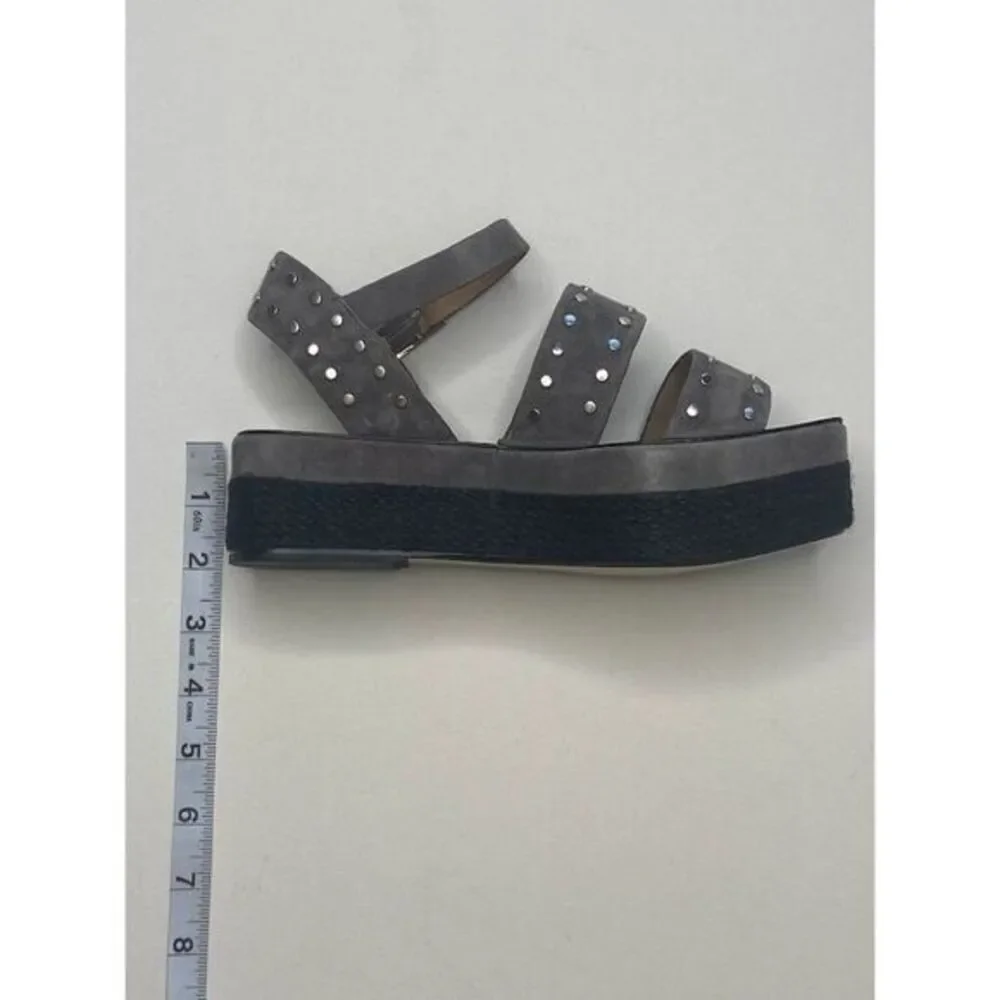 Charles David $219‎ Madeira Espadrille Platform Sandals 5.5 Black Gray Women's